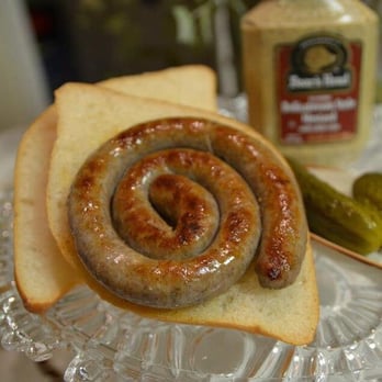 Saussibun signature dishes The Original (Bratwurst)The Spicy (Kielbasa)The Cheesy (Cheddarwurst)
